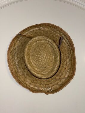 Goldcoast Sunwear Woven Straw Sun Hat in Natural Brown with Faux Leather Trim